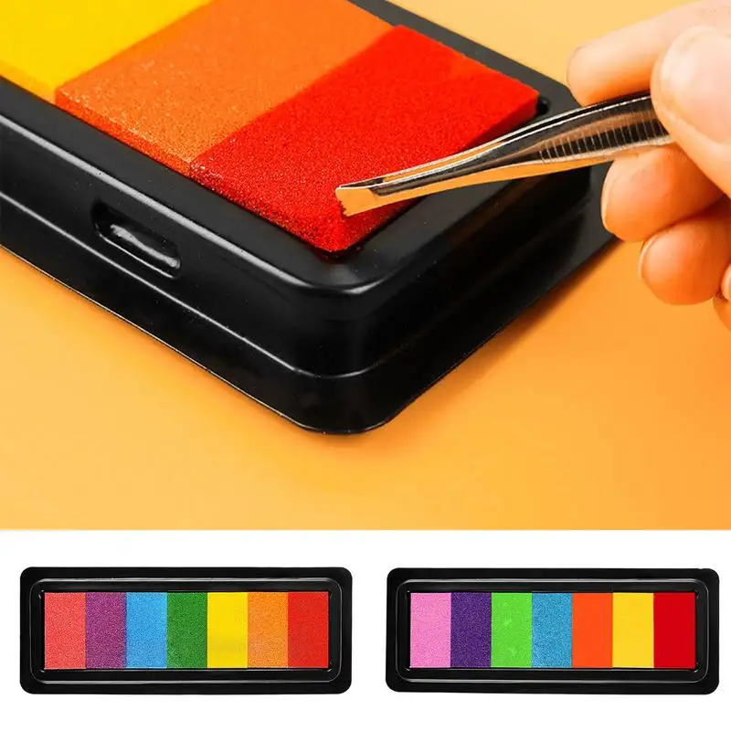 แผ่นหมึกสําหรับเด็ก 7 สีนุ่มลายนิ้วมือ Pad Multifunctional ปลอดภัยภาพวาด Graffiti Ink Pad ทําความสะอาดง่ายงานฝีมือ DIY