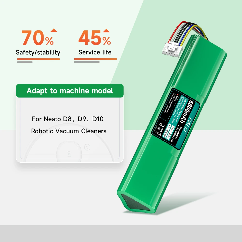 استبدال بطارية ليثيوم أيون ل Neato Botvac D8 D9 D10 14.4 فولت 6800 مللي أمبير ترقية بطاريات المكنسة الكهربائية لسلسلة Neato D8 D9 D10 #3