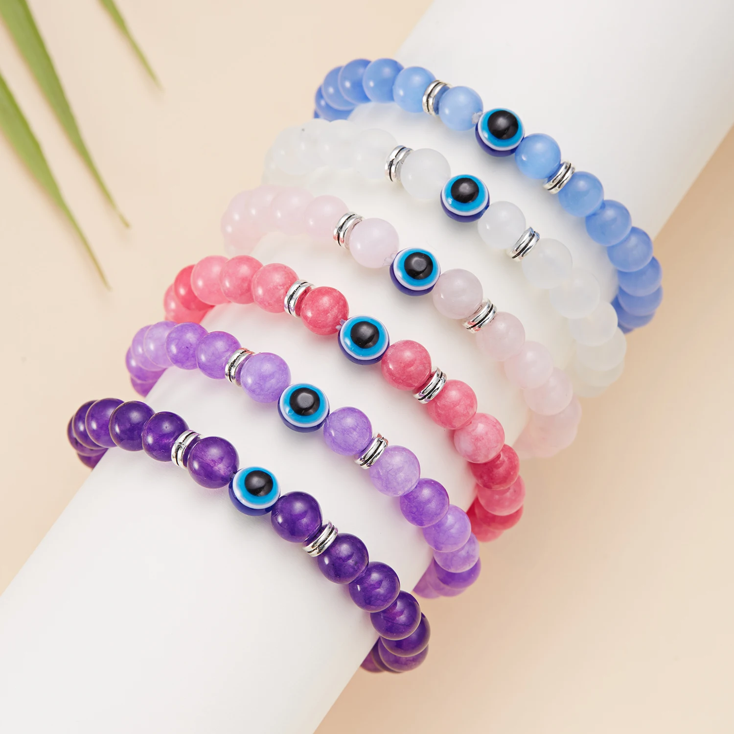 8mm Natural Stone Bracelet Lucky Turkish Evil Eye Bracelet Tiger Eye Beads Bracelets for Women Men Yoga Jewelry Pulsera Hombre