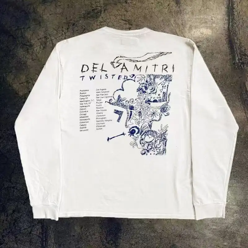 

Y2k Men Retro Streetwear T Shirt Letter Graphic Hip Hop T-Shirt Casual Tshirt Long Sleeve Cotton Tops Tees Unisex Hipster White