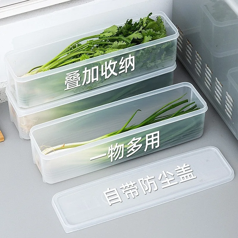 Fresh Green Onion Cilantro Keeper Fridge Storage Container Thickened Airtight Vegetable Saver