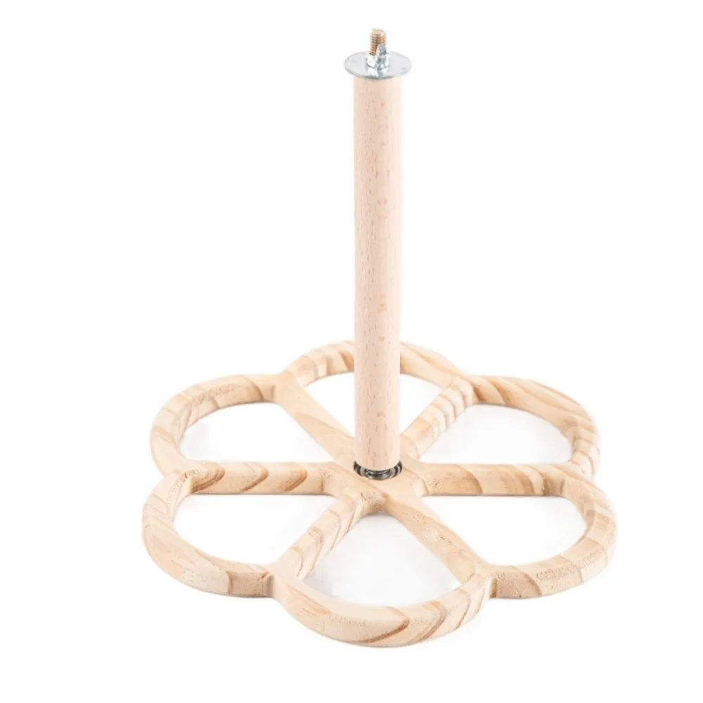 

Solid Wood Rotary Tabletop Bird Perch Detachable With Bells Wood Bird Training Stand Easy Assemble Comfortable Grip