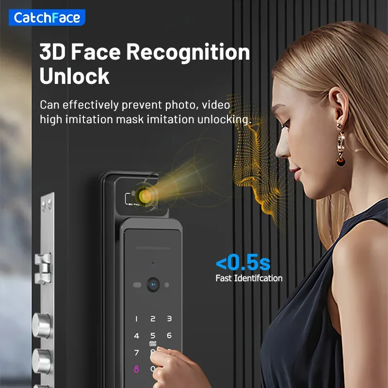 Video Intercom TTLock App WiFi Remote Unlocking Smart Lock Automatic Digital Fingerprint Lock with Camera