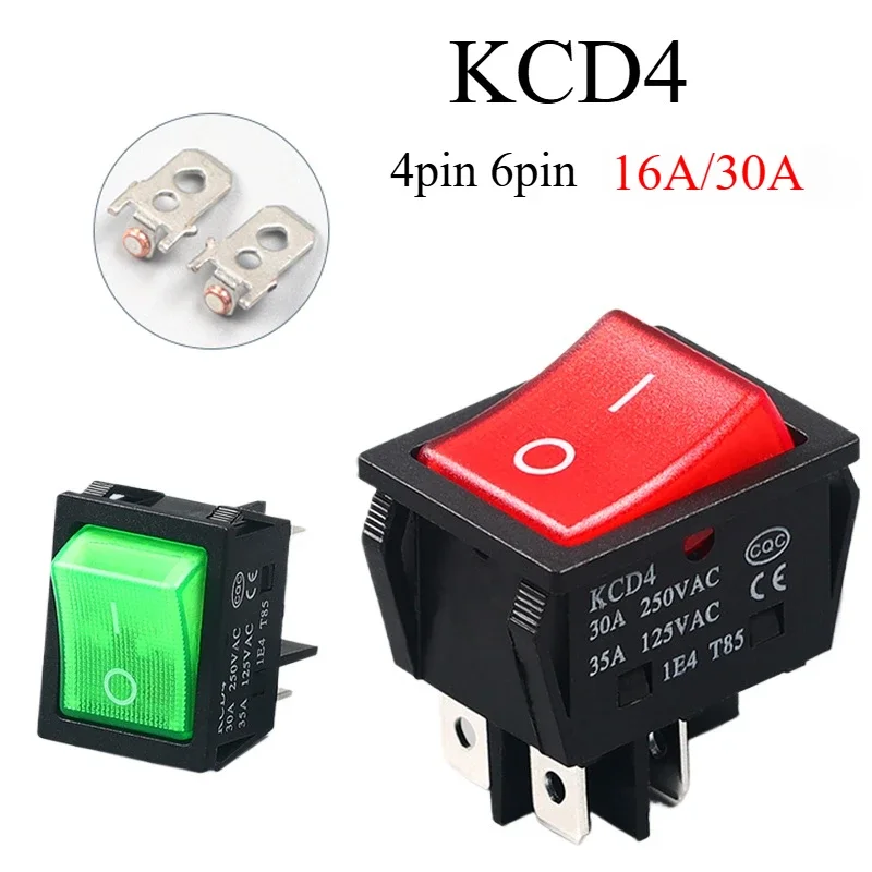 1 PCS,30/40A 250V AC High Current,ON/OFF KCD4 Special for welding machinered copper rocker power switch 4Pin button Switches