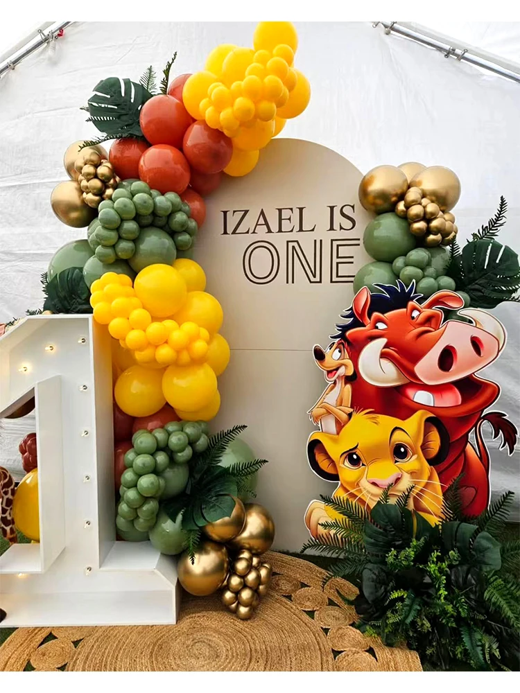 Guirlande de ballons en arc, thème roi Lion Simba, Safari dans la Jungle, fournitures de décoration pour fête d'anniversaire pour enfants, accessoires cadeaux pour réception-cadeau pour bébé