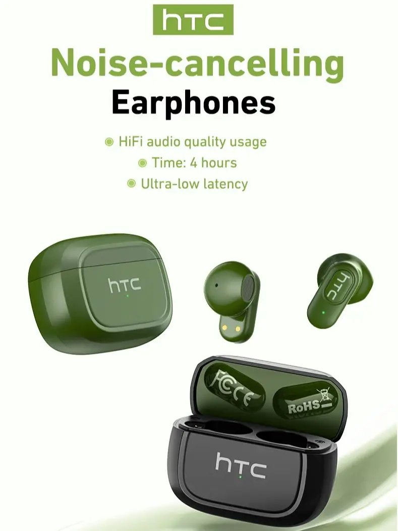 HTC NE51 Bluetooth-Kopfhörer TWS Mini-Ohrhörer Sport Drahtlose Kopfhörer Intelligente Ohrhörer mit Rauschunterdrückung Grün Schwarz