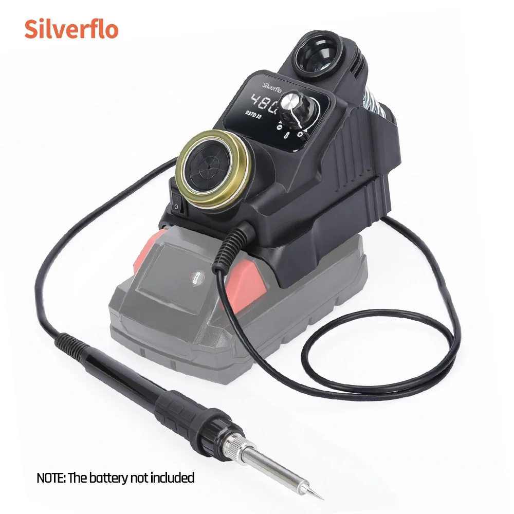محطة لحام لاسلكية Silverflo 937DI محطة لحام محمولة مع وضع النوم لـ DEWALT/Milwaukee/MAKITA/بطارية 18/20 فولت