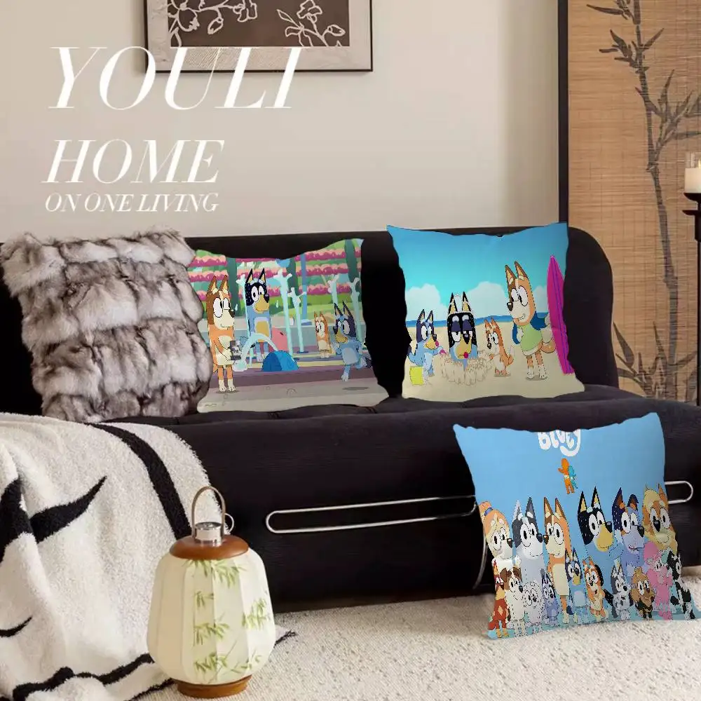 Funda de cojín decorativa de dibujos animados B-Blueys para el hogar, oficina, dormitorio, sofá, coche, 45x45