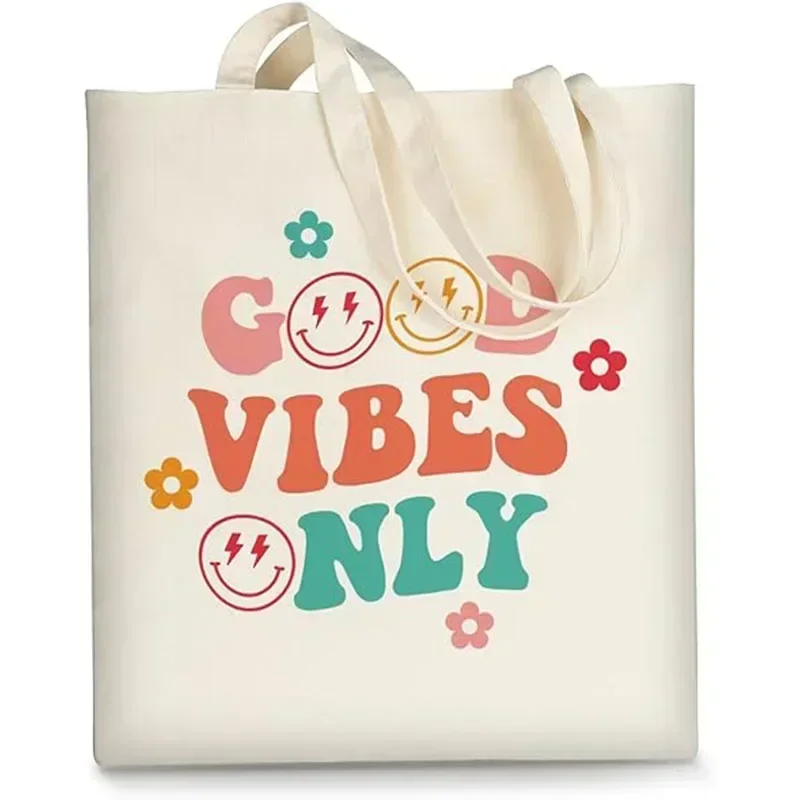 SPR10 Canvas Tote Bag Aesthetic for Women, Cute Reusable Cloth Cotton Bags for Shopping Beach Trendy Gifts