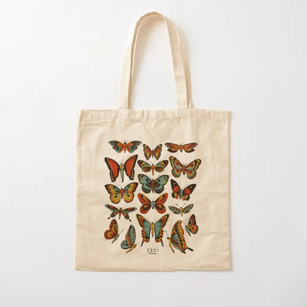 

Butterflies traditional tattoo flash Tote Bag Shopper bag shopping cart bags Canvas bag for women Canvas Tote