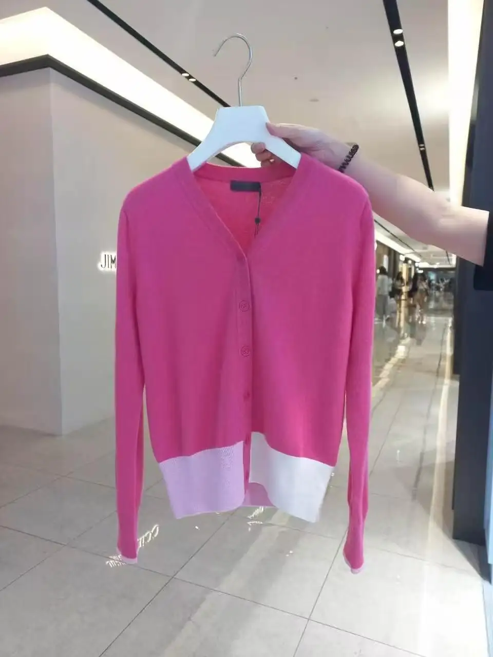 2026 Autumn Winter New Women Golf Apparel V-Neck Color Block Knit Cardigan Outdoor Golf Sports Coat
