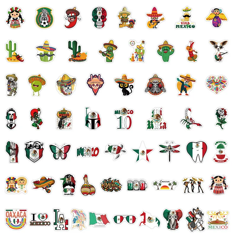 50PCS Mexican style personalized graffiti waterproof stickers creative personalized decoration refrigerator helmet guitar