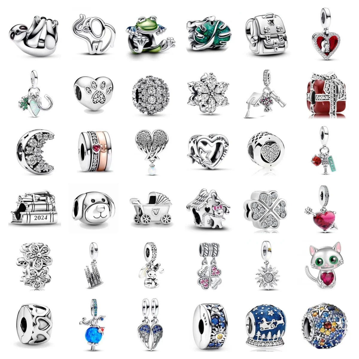 2024 925 Plated Silver Hot Sale 36 style Charm Frog bag Bead Red Giftbox Accessories Fit Original Bracelet Jewelry For Gifts