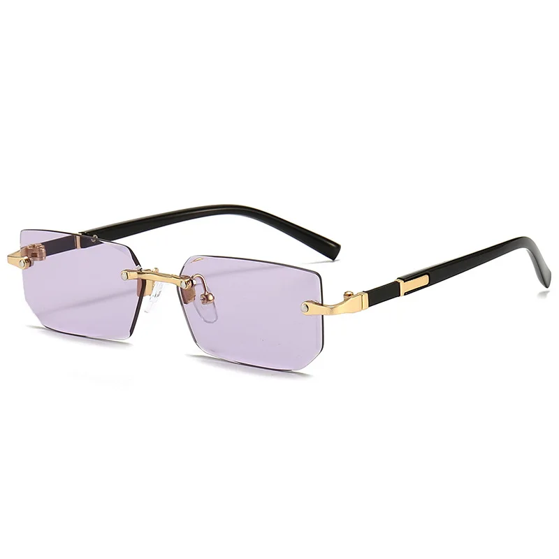 Gafas de sol rectangulares sin montura para hombre y mujer, lentes de sol cuadradas pequeñas a la moda, accesorio de verano para exteriores