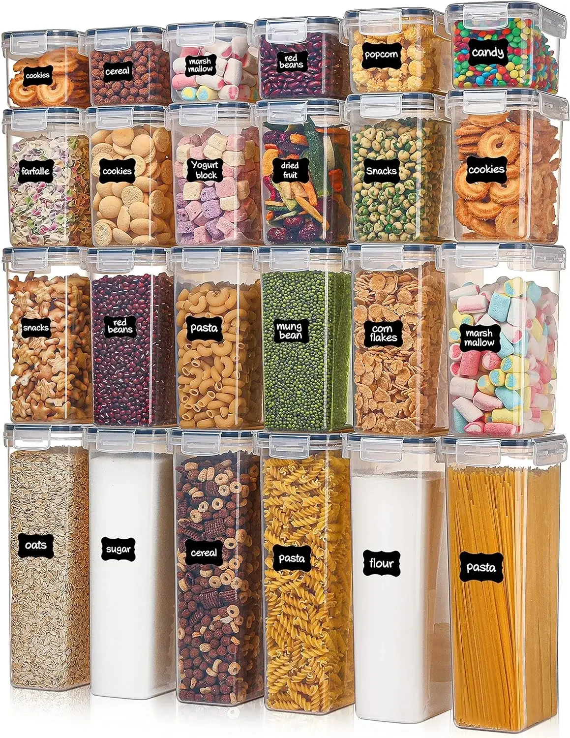 

Food Storage Containers with Lids Plastic Kitchen and Pantry Organization Canisters for Cereal