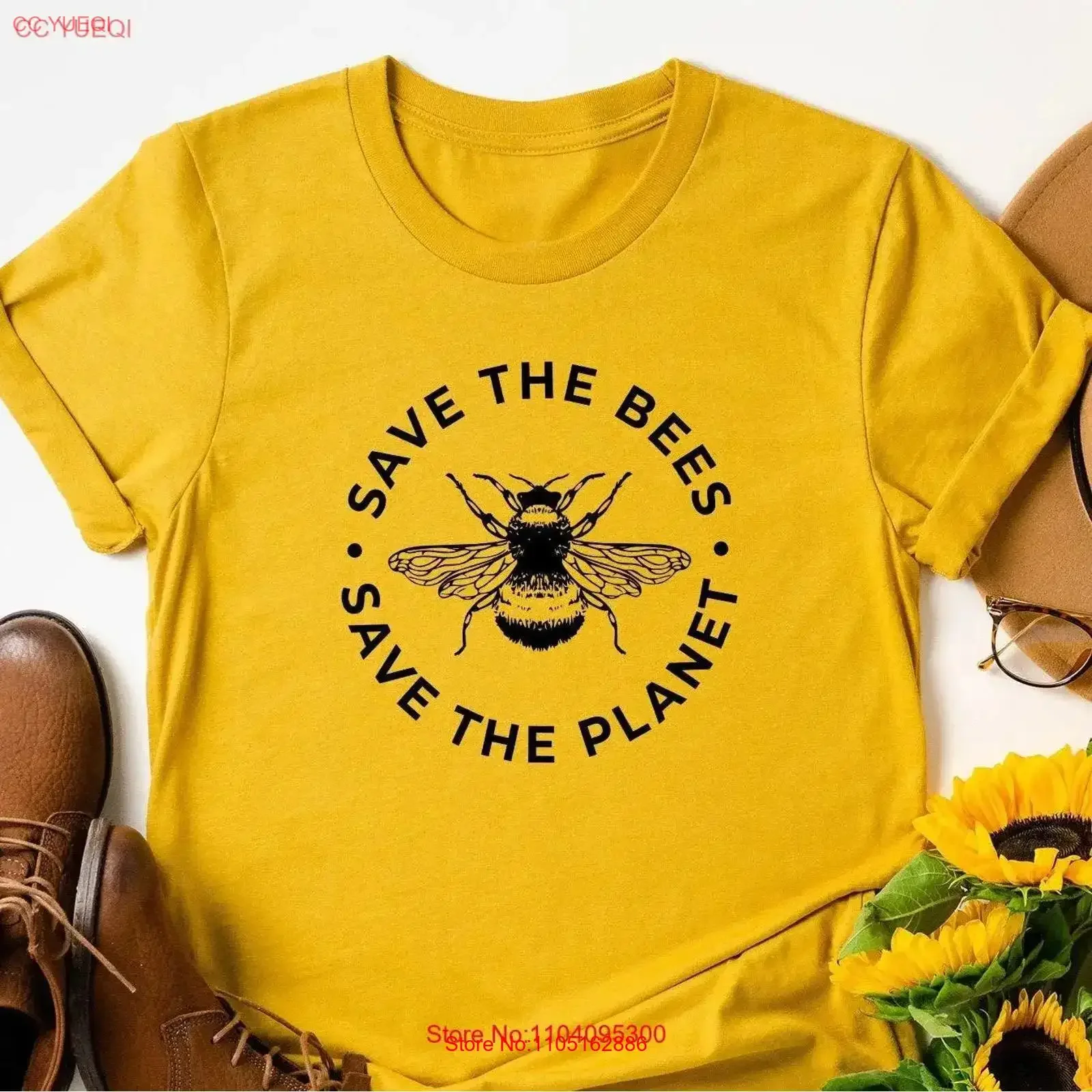 Save The Bees T Shirt Mustard Bee for women Honey Bumble Environmental vintage Washed Versatile Unisex Stretched