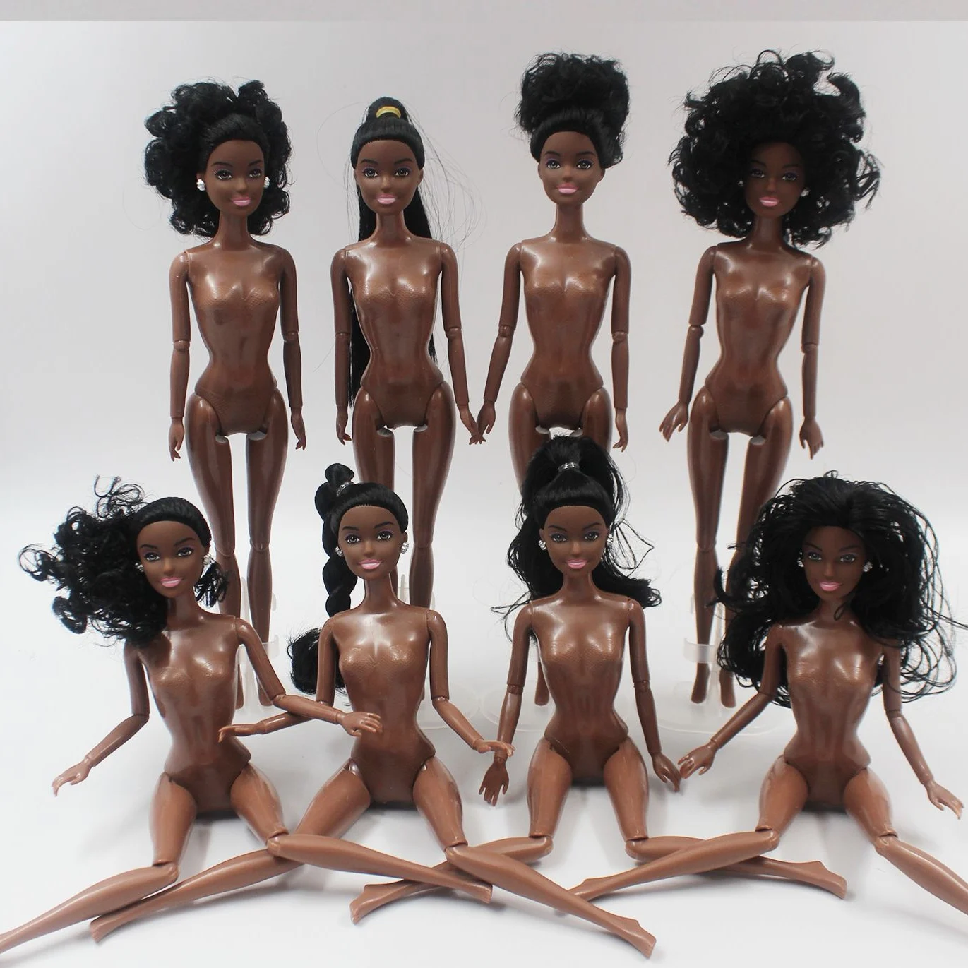 30cm Height 1/6 Black Dolls 11 Multi-Joint Moveable Black Skin African Dolls with Black Hair For Girls DIY Dress Up Toys