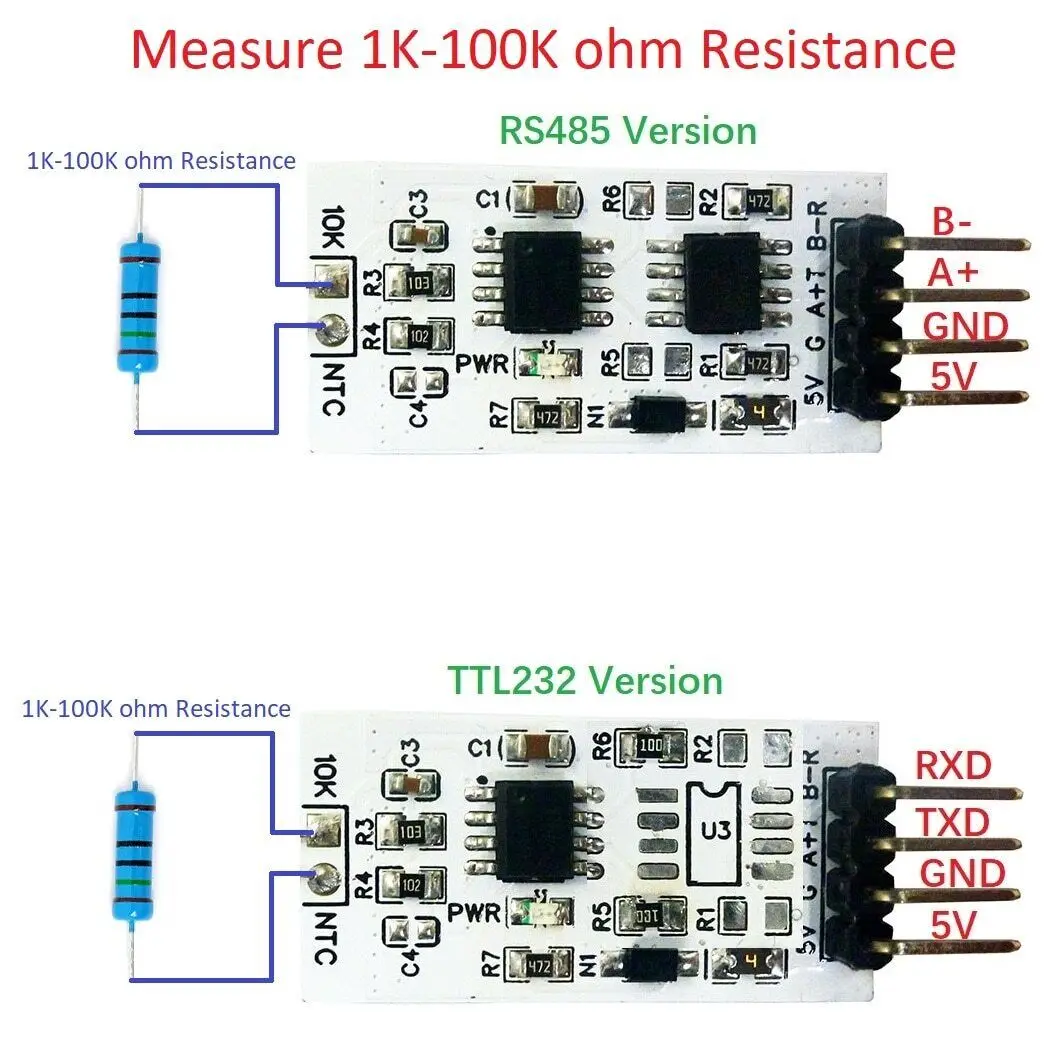 RS232 TTL232 1k-100K Resistance Value Measurement 3950 NTC Thermistor Collector