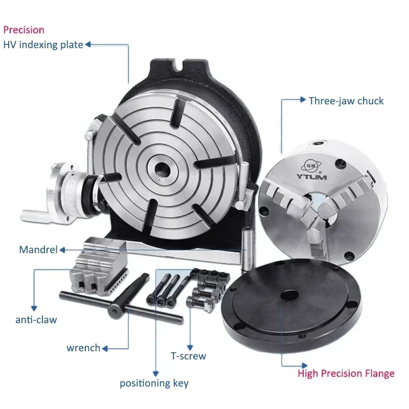 2026 sell 4/6 inche Three-jaw Chuck Milling Machine Indexing Head Rotary Table Universal Indexing Plate Rotating Vertical Horizo