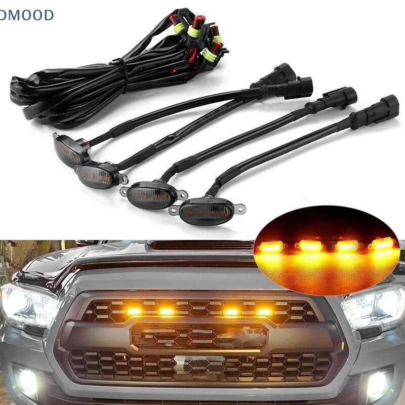 【CR】Grille Mount LED Daytime Running Light Energy Saving Decor Lamp IP67 Waterproof for Off Road SUV Sedan Cars