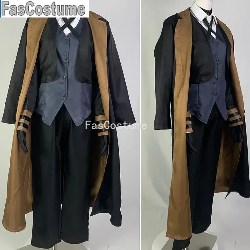 

FasCostume Nakahara Chuuya Cosplay Costume Include Hat Uniform Trench Coat Pants Big Size Outfits Halloween Party for Comic Con