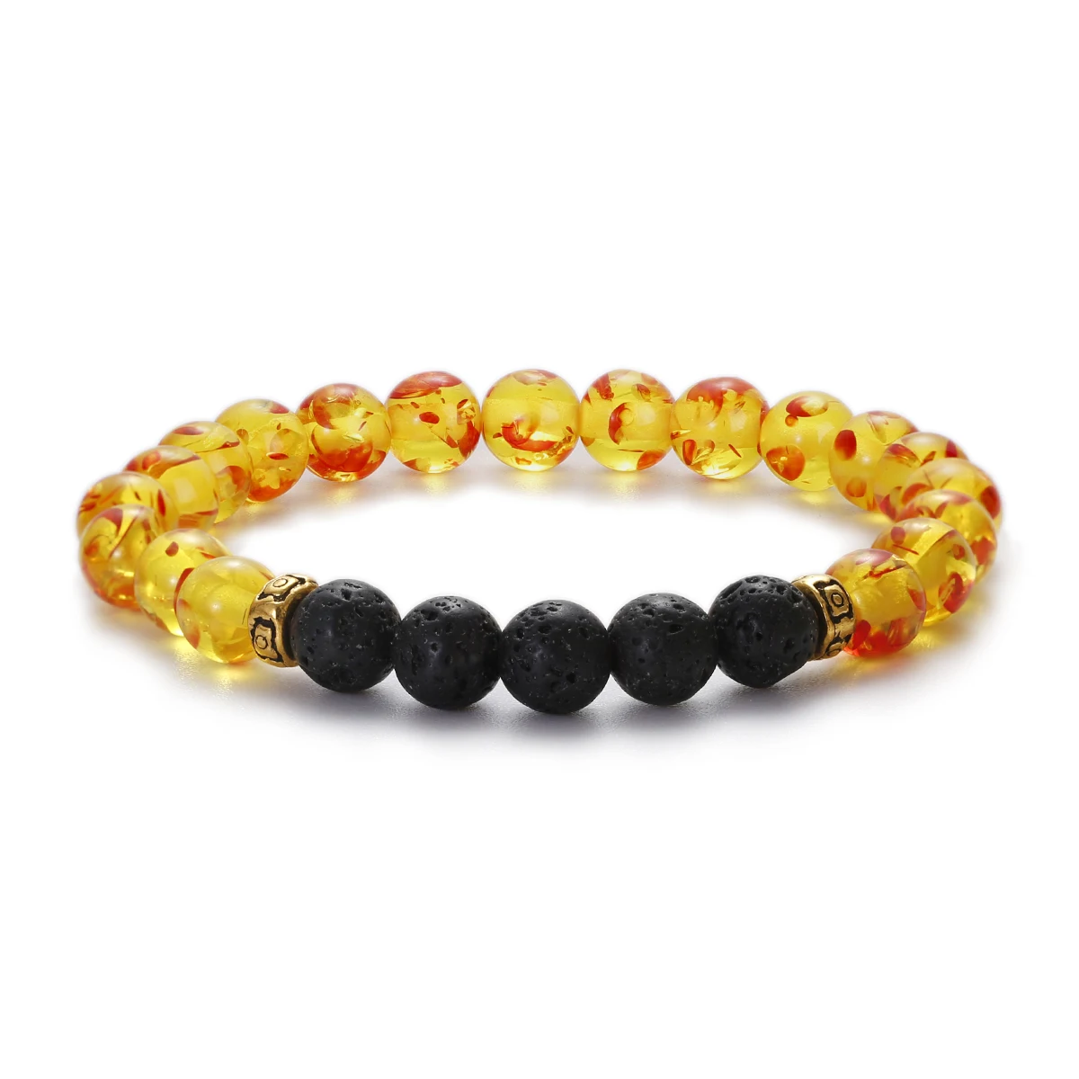 Ethnic Meditation Lava Beads Men Bracelet Fashion Charms Yellow Beeswax Imitation Ambers Bracelet Bangles Women Jewelry