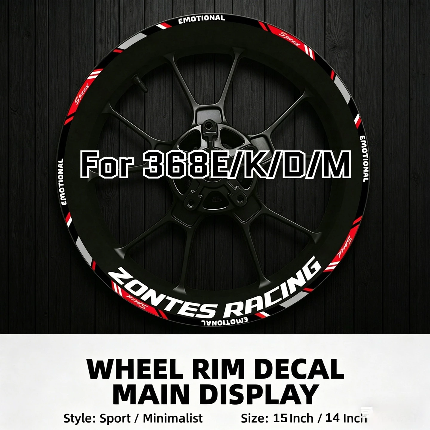 

For ZONTES 350T 350E 350D 350M 368K 368D 368E 368M 368 E K D M T – Reflective Rim Stickers Vinyl Wheel Decal Set