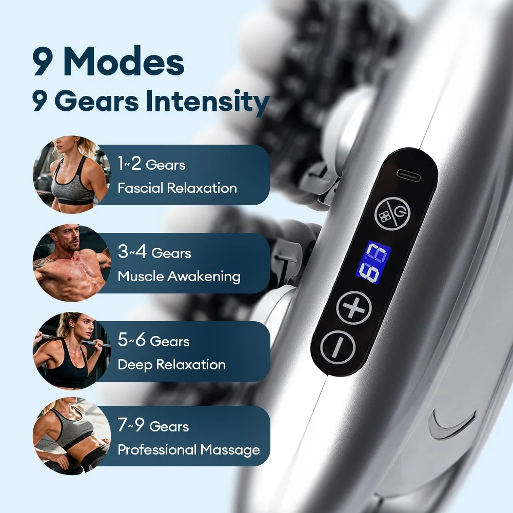 Pistol Pijat Tubuh 48-Heads Getaran Frekuensi Tinggi Fascia Gun Pemijat Punggung Pinggang Paha Leher Bahu Otot masajeador