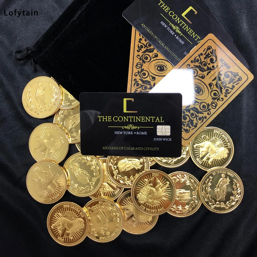 Lofytain Movie John Wick Hotel Gold Coin Adjudicator Coins Keanu Reeves Hotel Metal Cosplay Prop Collection Accessories