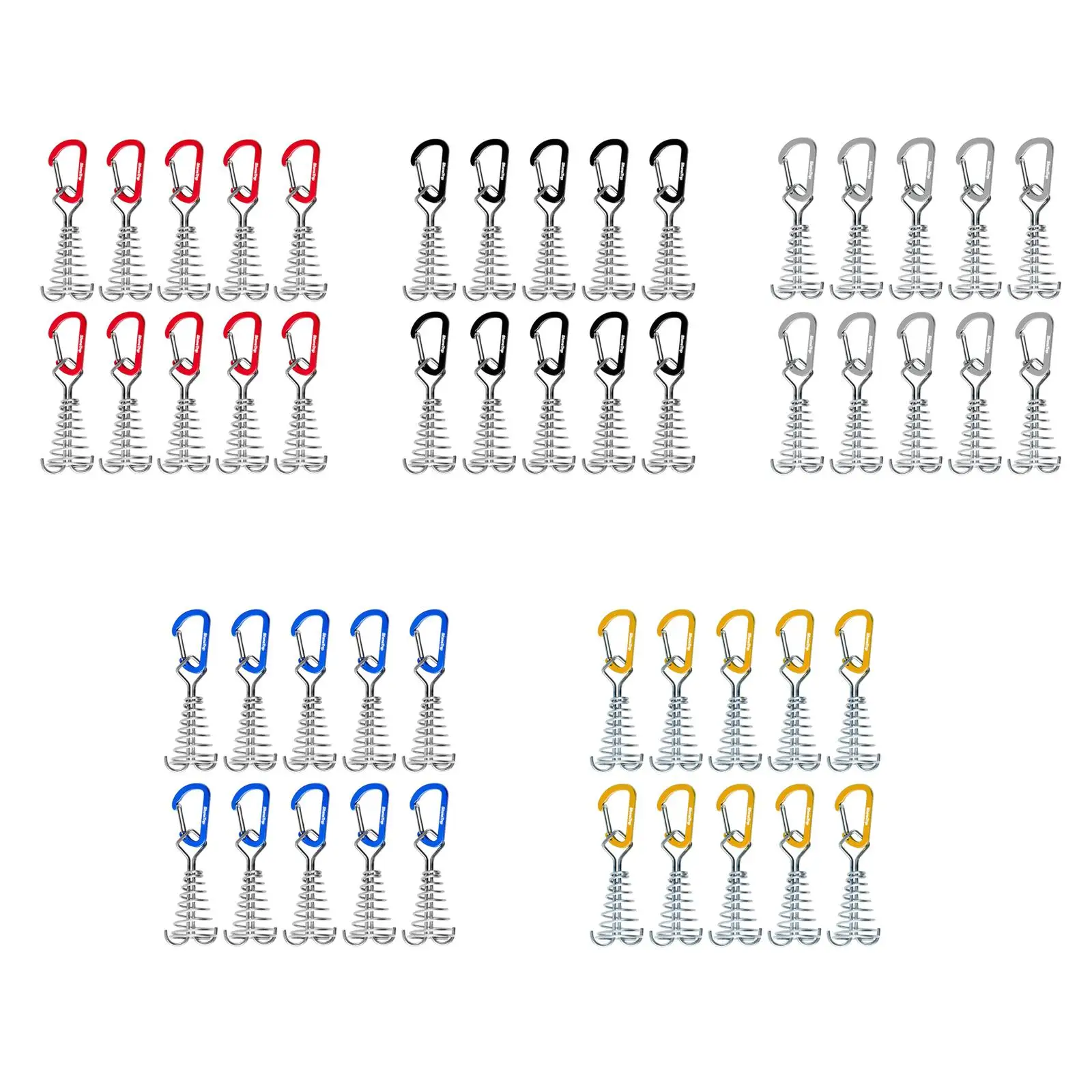 10x Deck Anchor Pegs with Carabiner Clips Stainless Steel Deck Tie Down Tent Stakes Board Pegs for Wood Platform Accessories