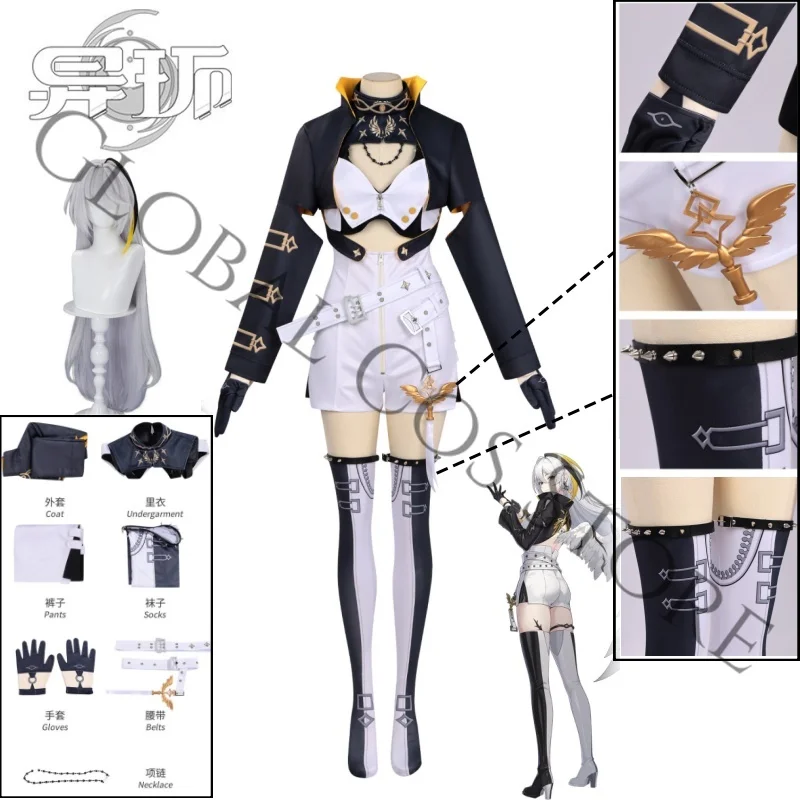 

Hathor Cosplay Jacket Costume Top Split Thigh Stockings with Gloves Game Neverness To Everness Halloween Party Stage Perfromance