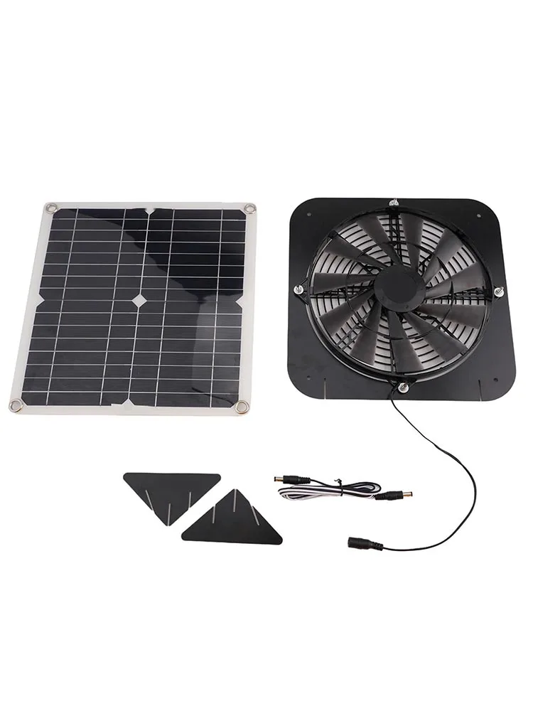 

13.5 Inch Solar Powered Fan 100W Round Effective Cooling Solar Panel Fan Kit For Greenhouse Chicken Coop Dog Kennel