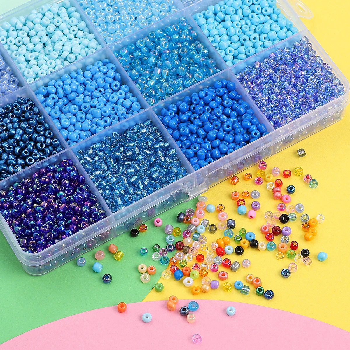 12 Grids 3mm Multicolor Rice Beads Set (15g/Grid) | High-Quality DIY Jewelry Supplies for Necklaces Bracelets (Approx.6000pcs)