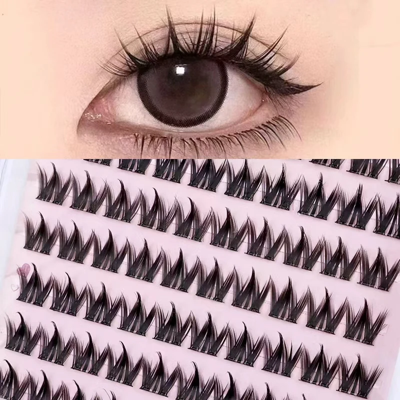 100束入り、高密度、接着剤不要、クラスターつけまつげ、セルフ接着、セクションタイプ、ナチュラルスタイル、マンガ風、フォトジェニック