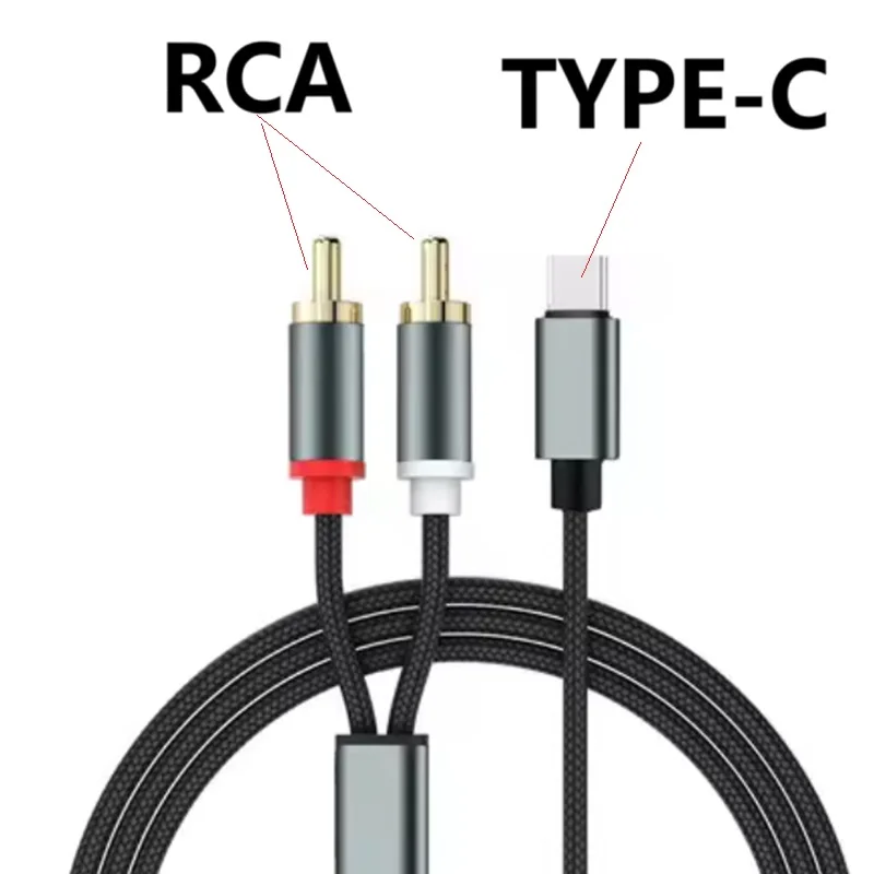 

﻿ 3.5mm Jack to 2 RCA Adapte cable USB C Type C to 2 RCA Audio Y Splitter Cable for Car Auxiliary Stereo Speaker Amp Cord
