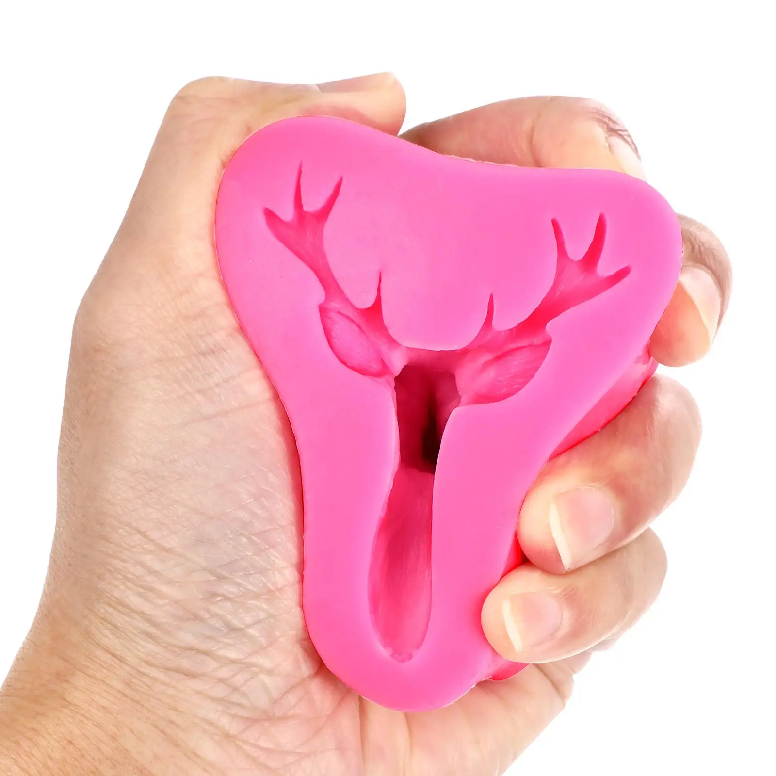 عيد الميلاد ثلاثية الأبعاد الغزلان الأيائل رئيس سيليكون قالب الكعكة الصابون الشوكولاته الحلوى فندان قالب المطبخ الخبز أداة (لون عشوائي) #4