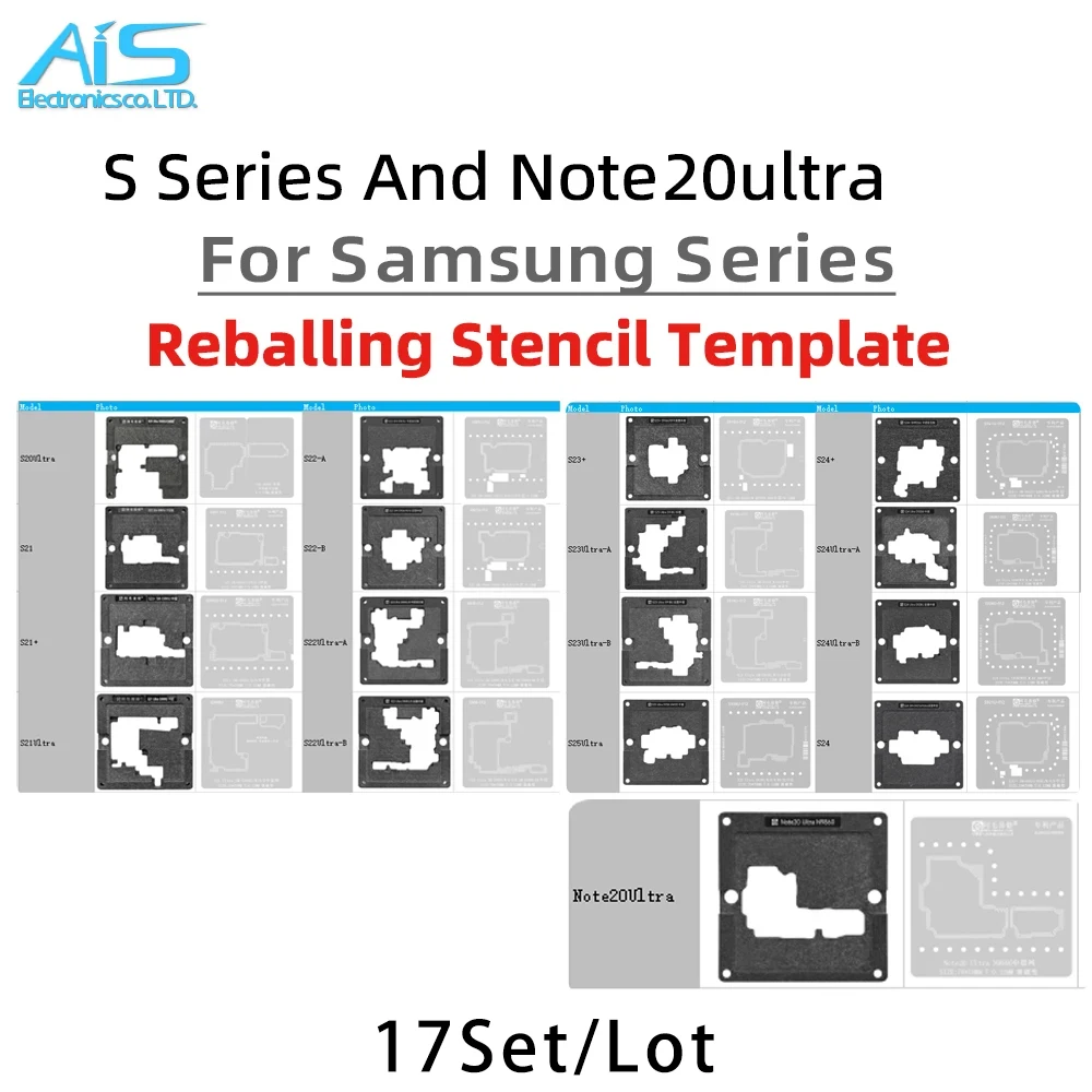 17Set/Lot Middle Layer Reballing Stencil Template Station For Samsung S Series and Note20Ultra Solder Tin Planting Net