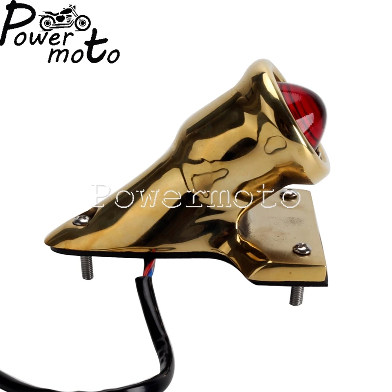 Motorcycle 12V LED Rear Red Polished Tail Light Brake Stop Lamp License Plate For Harley Bike Bobber Chopper Custom BMW Honda