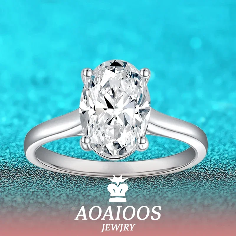 

AOAIOOS 1-3CT Oval Cut Real Moissanite Rings for Women Doveggs Wedding Band 100% S925 Sterling Silver Jewelry Proposal Ring GRA