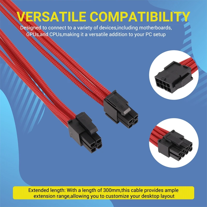 9-Zoll-geflochtenes Verlängerungskabel-Set, einfaches Verlängerungskabel für PC-Gehäusekamm im Lieferumfang enthalten, ATX 24 Pin PCIE 6+2Pin CPU 4+4Pin