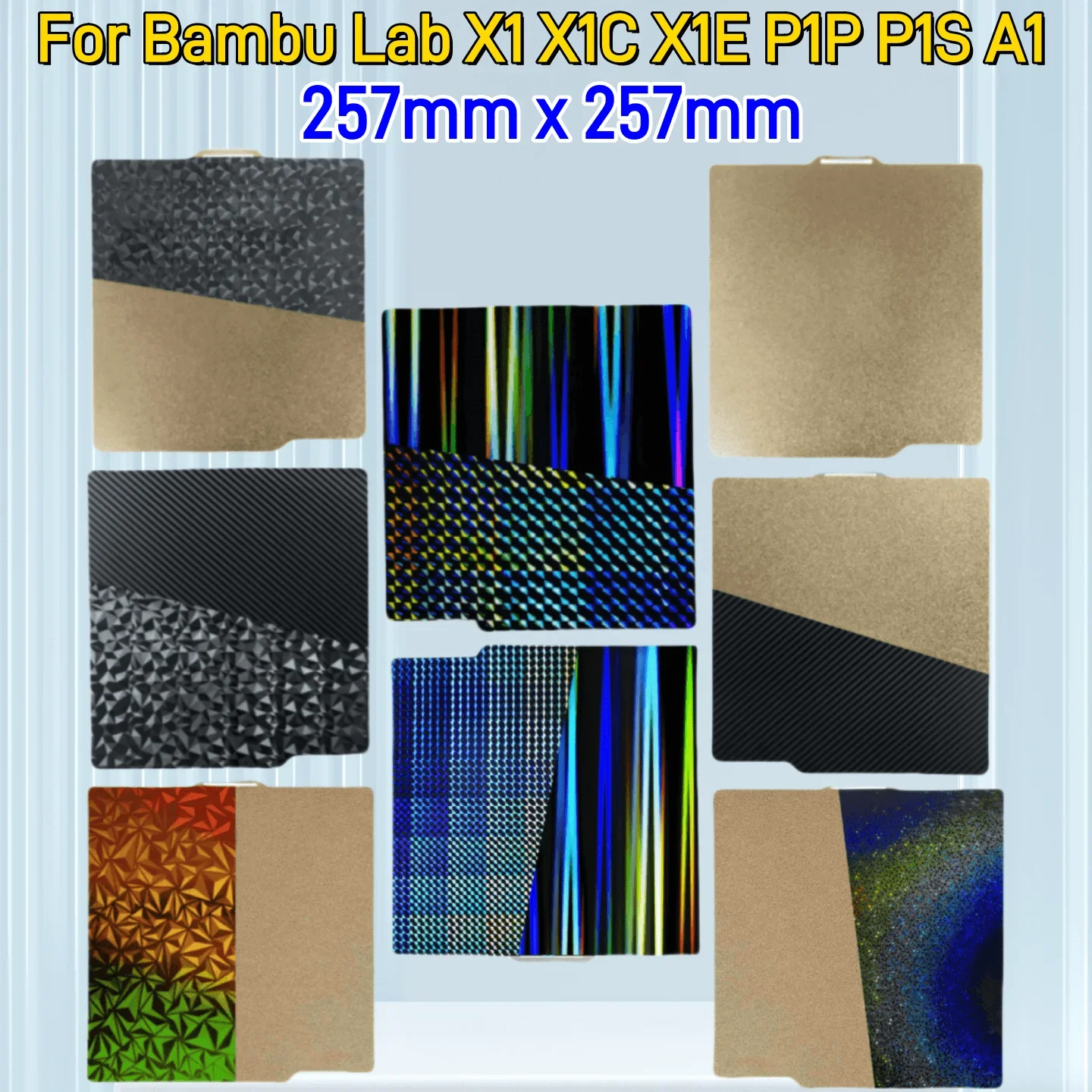 

Для Bambu lab A1/X1/P1 Сборная пластина 257x257 Пружинный стальной лист PEI PEO H1H PEY Лист X1C P1S Сборная пластина Аксессуары для 3D-принтеров