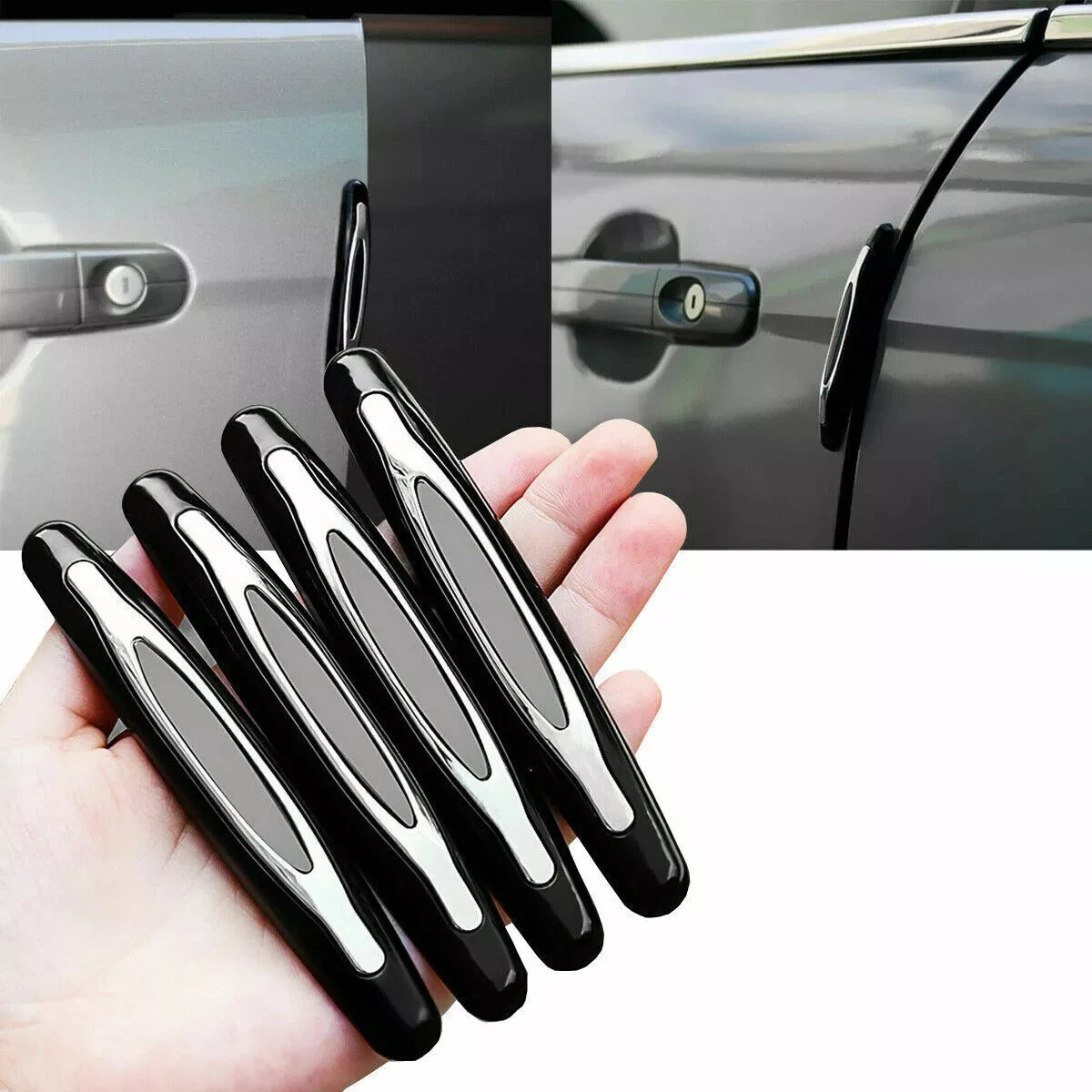 

4Pcs Car Door Protector Guard Strip Scratch Protector Car Rubber Bumper Stickers Auto Door Edge Protection Car Accessories Black