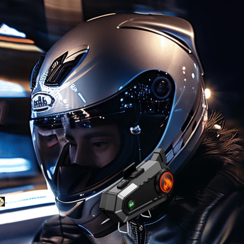 Motorcycle Helmet Wireless Headset HD Audio Noise Cancelling Bluetooth Earphones Intercom for Two Riders Easy Installation