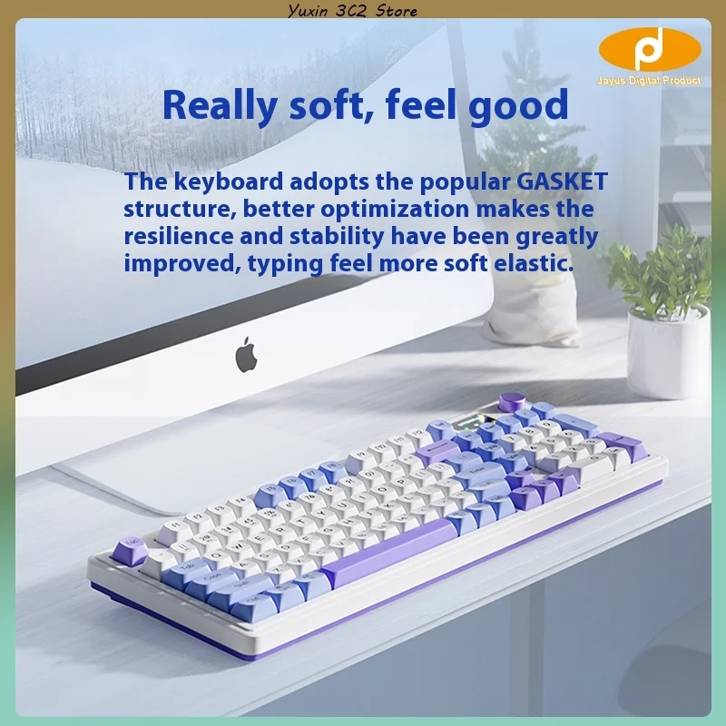 Imagem -03 - Teclado Mecânico sem Fio Bluetooth 2.4g com Fio Botão Multifuncional Rgb Logo Tela Silencioso Escritório Jogo pc Langtu-l98