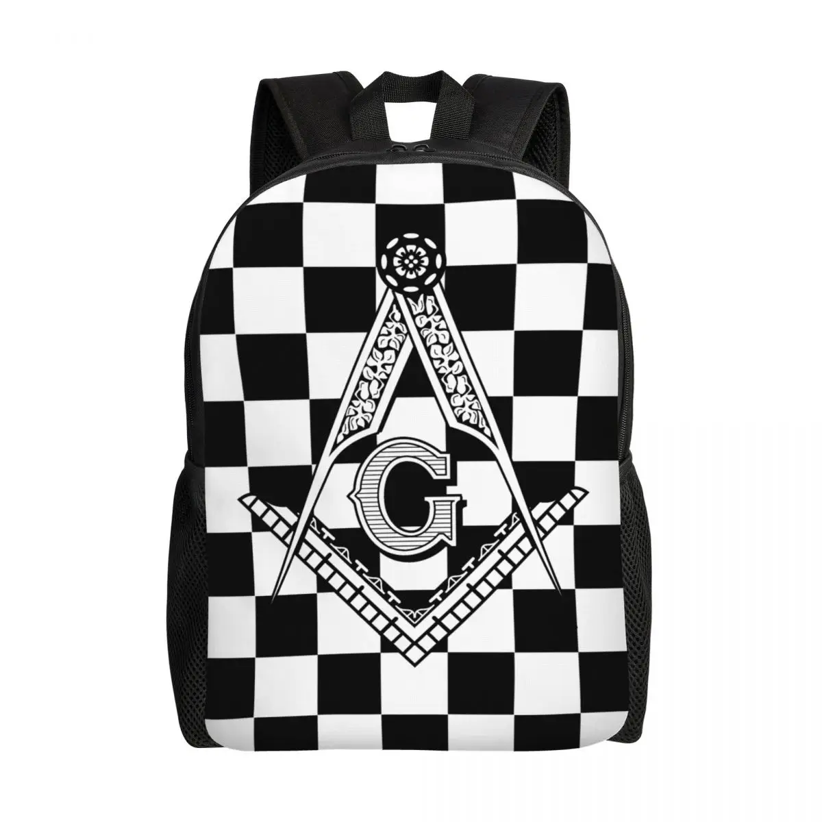 

Custom Freemason Symbol Backpack for Men Women Waterproof School College Masonic Mason Freemasonry Bag Print Bookbags