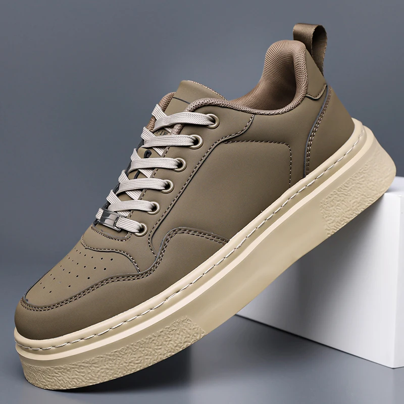 

Men's Autumn New Arrival Black Leather Shoes - Breathable Thick-Sole Stylish Sneakers, Casual & Sporty, Versatile & Lightweight