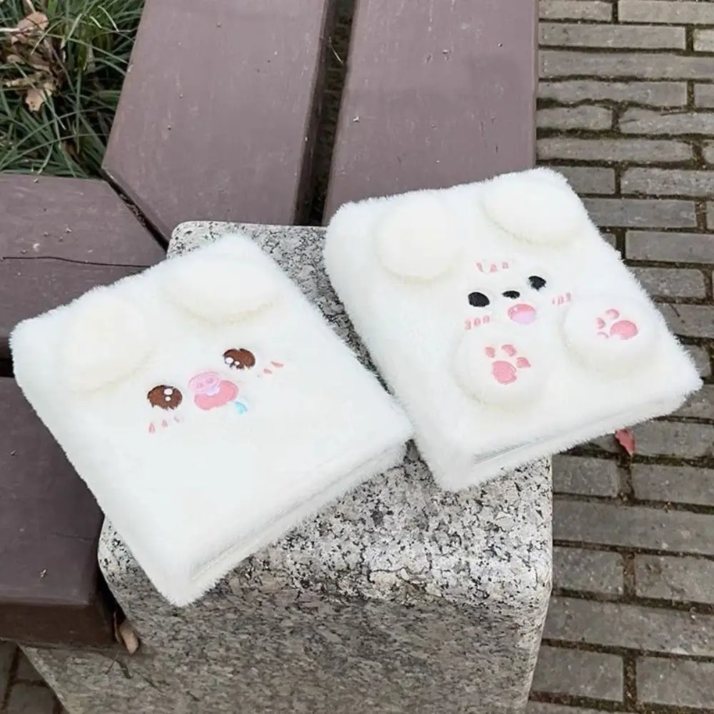 Fluffy Bear Plush Binder Photocard Holder Plush Puppy A6 Collect Album Notebook Loose Page 4 Grids Card Photocard Binder