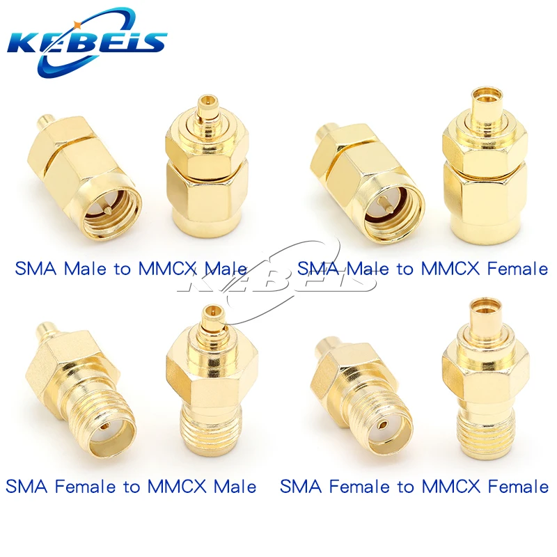 1Pcs SMA to MCX/MMCX Adapter MMCX to SMA Male plug & Female jack Straight RF Coaxial Antenna Connector Kit High Quality KEBEIS