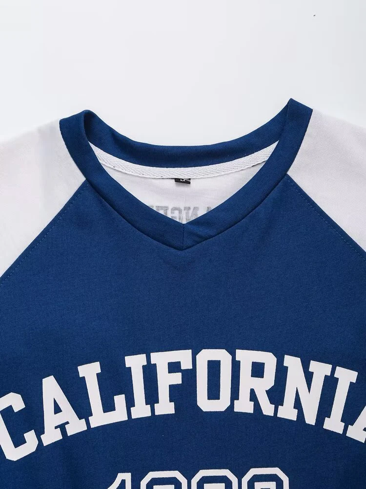 Новые летние поступления, женская свободная спортивная футболка с короткими рукавами и принтом в американском стиле ретро, повседневный комплект с шортами