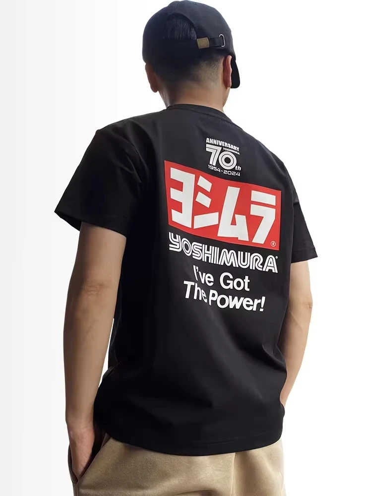 

Yoshimura Exhaust 70-я мотоциклетная футболка с модифицированным принтом и графическим принтом, мужская и женская футболка с коротким рукавом, мужская одежда, уличная одежда